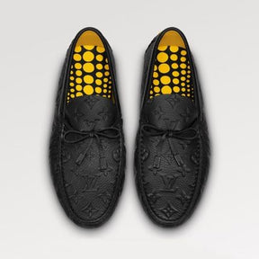 Dots Monogram Driving Shoes Plain Toe Moccasin Loafers