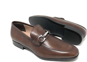 SALVATORE FERRAGAMO BLACK LEATHER PENNY LOAFERS