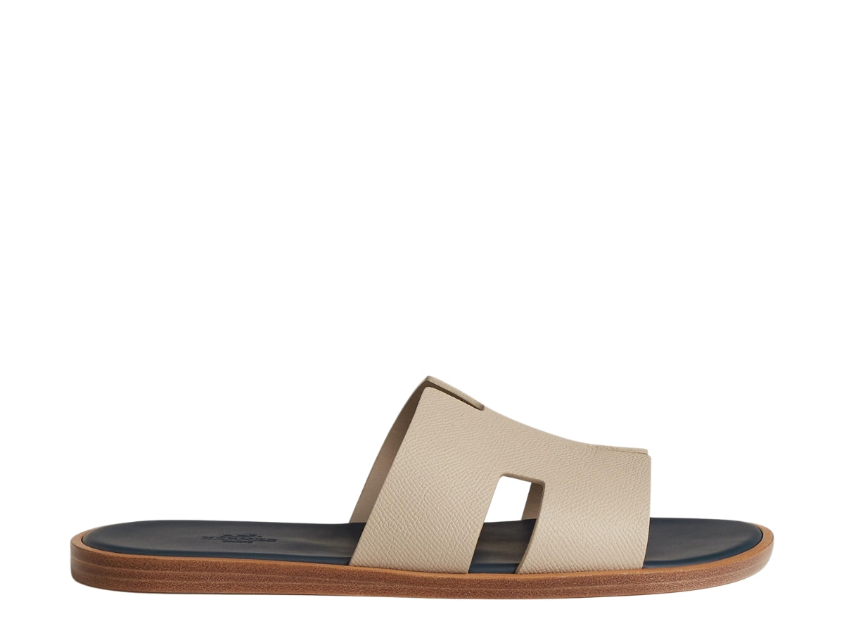 Hermes Izmir Sandal In Epsom Calfskin With Iconic H Cut-Out Blanc Gomme-Bleu Celeste