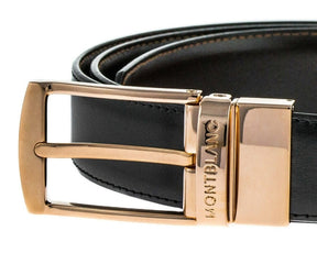 Montblanc Casual Line Gold Plated Reversible B/B Leather Belt 105122