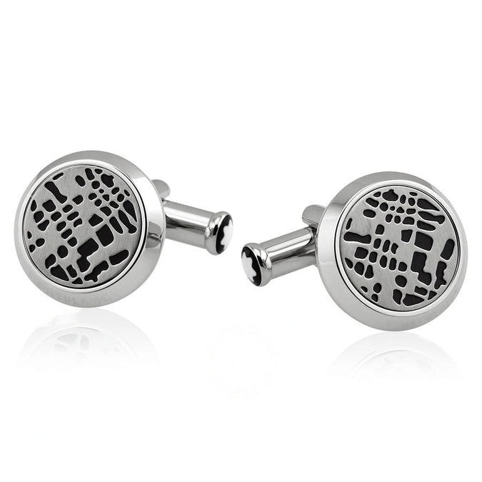 Dots pattern Steel PVD Black Cufflinks