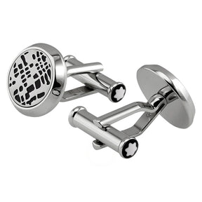 Dots pattern Steel PVD Black Cufflinks