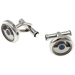 Horlogerie Cote De Geneve Pattern Blue PVD Stainless Steel Round Men's Cufflink