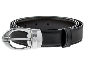 MONTBLANC PALLADIUM-PLATED BRASS OVAL BKL REVERSIBLE B/B BELT 106148