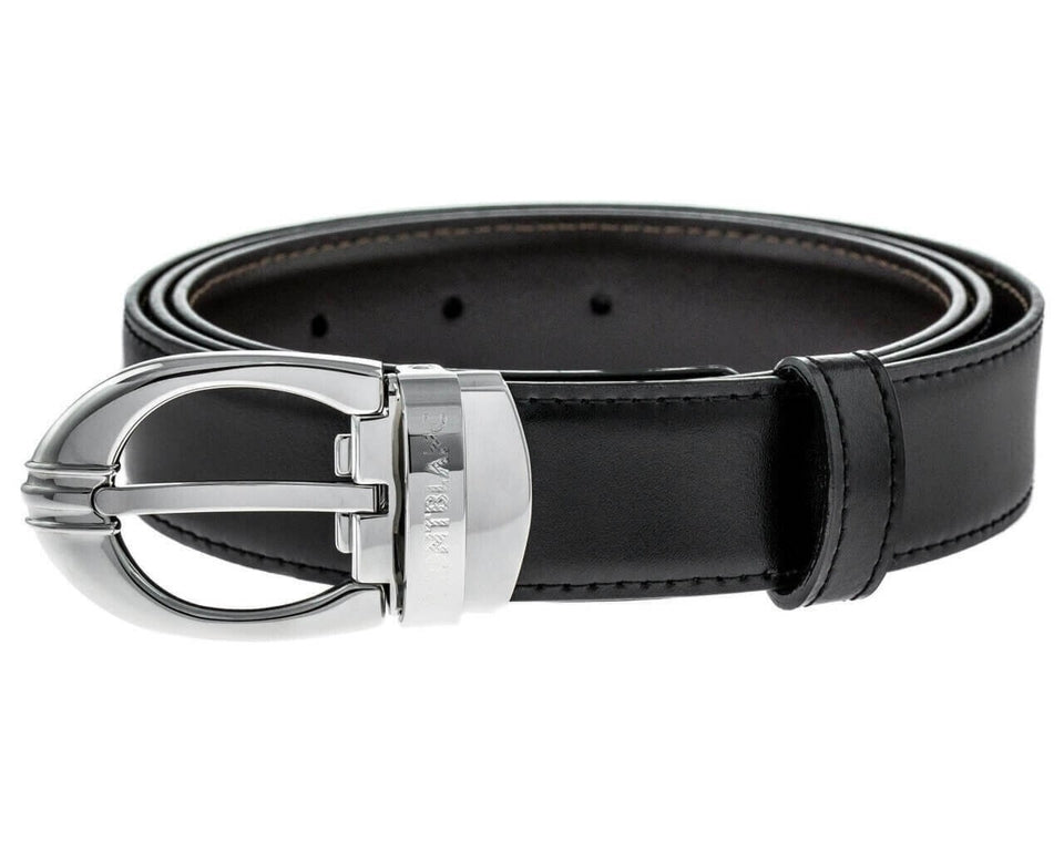 MONTBLANC PALLADIUM-PLATED BRASS OVAL BKL REVERSIBLE B/B BELT 106148