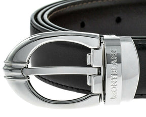 MONTBLANC PALLADIUM-PLATED BRASS OVAL BKL REVERSIBLE B/B BELT 106148